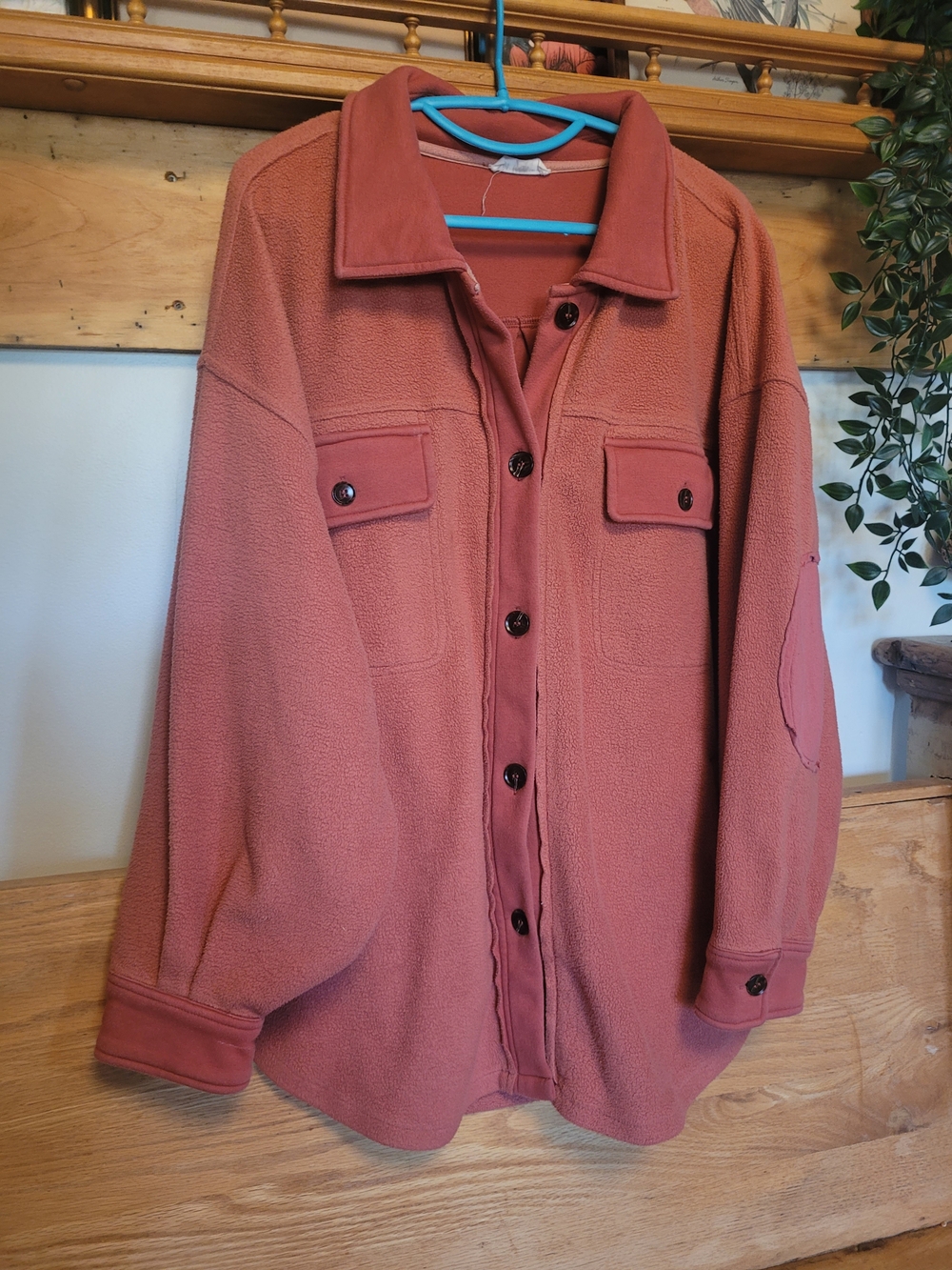 In Bloom Teddy Fleece Shacket in Rosewood